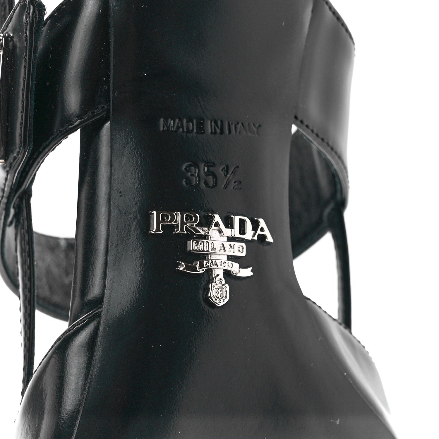 Prada Spazzolato Metal Triangle Logo 55mm Slingback Pumps 35.5 Black 6 of 7