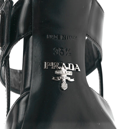 Prada Spazzolato Metal Triangle Logo 55mm Slingback Pumps 35.5 Black 6 of 7