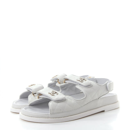 Chanel Grained Calfskin Velcro Dad Sandals 39.5 White 3 of 11