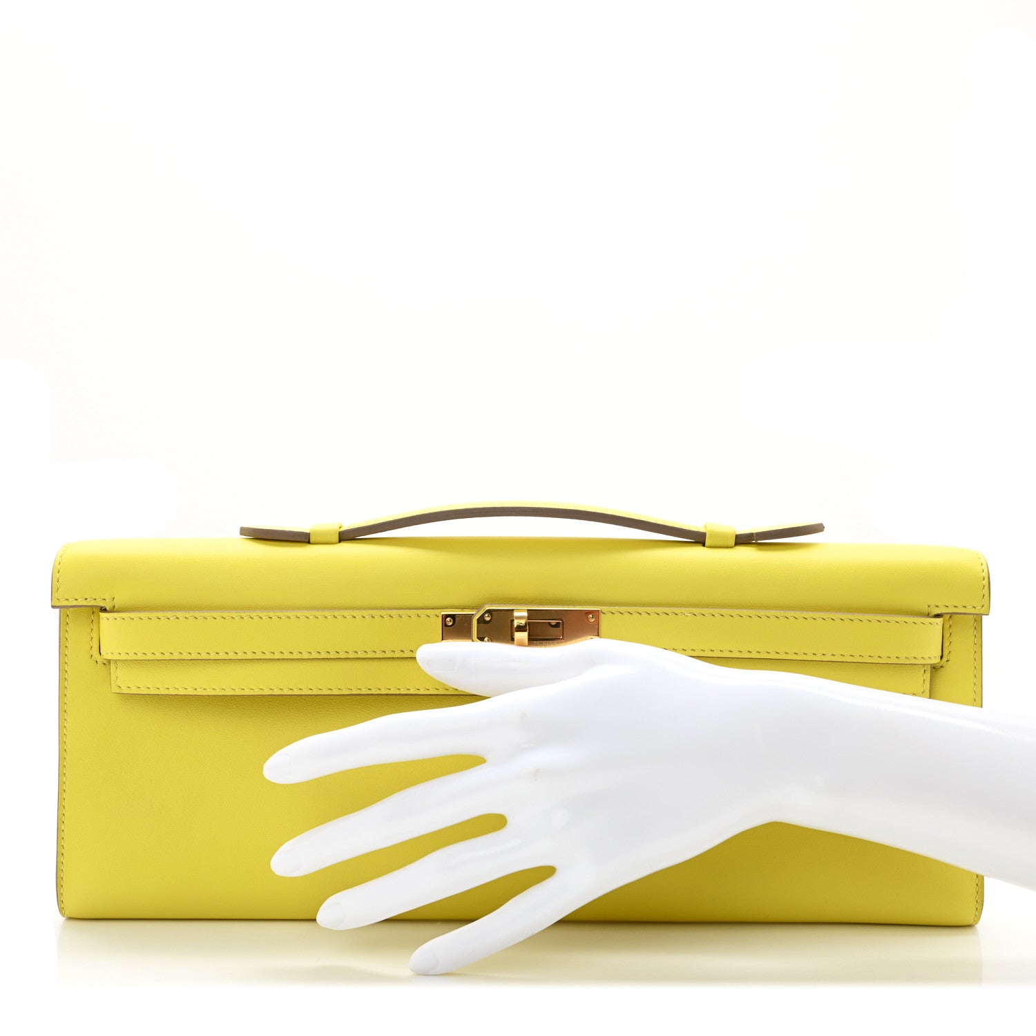 Hermes Swift Kelly Cut Clutch Pochette Lime 2 of 7