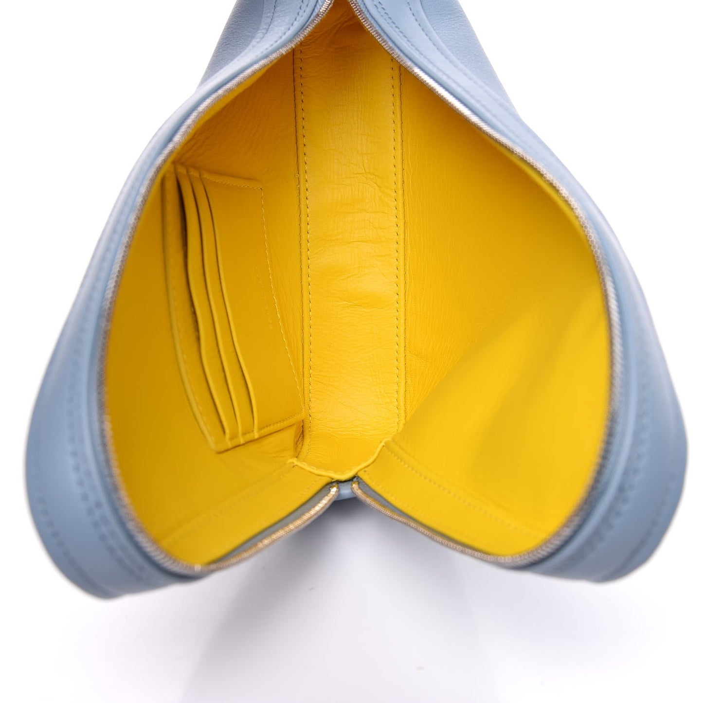 Shiny Day Calfskin Logo M Triangle Pouch Grey Blue White