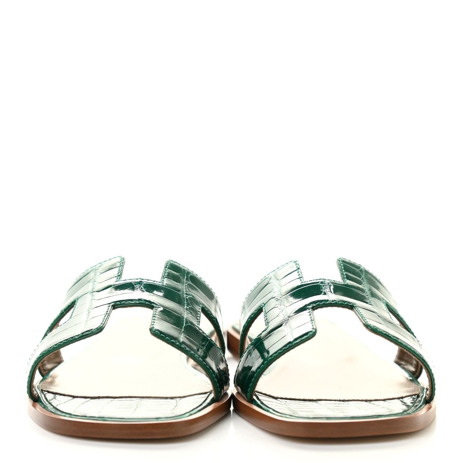 Hermes Shiny Alligator Oran Sandals 38 Emeraude 2 of 8