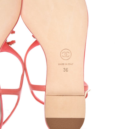 Chanel Lambskin Chain CC Logo Thong Sandals 36 Pink 6 of 8