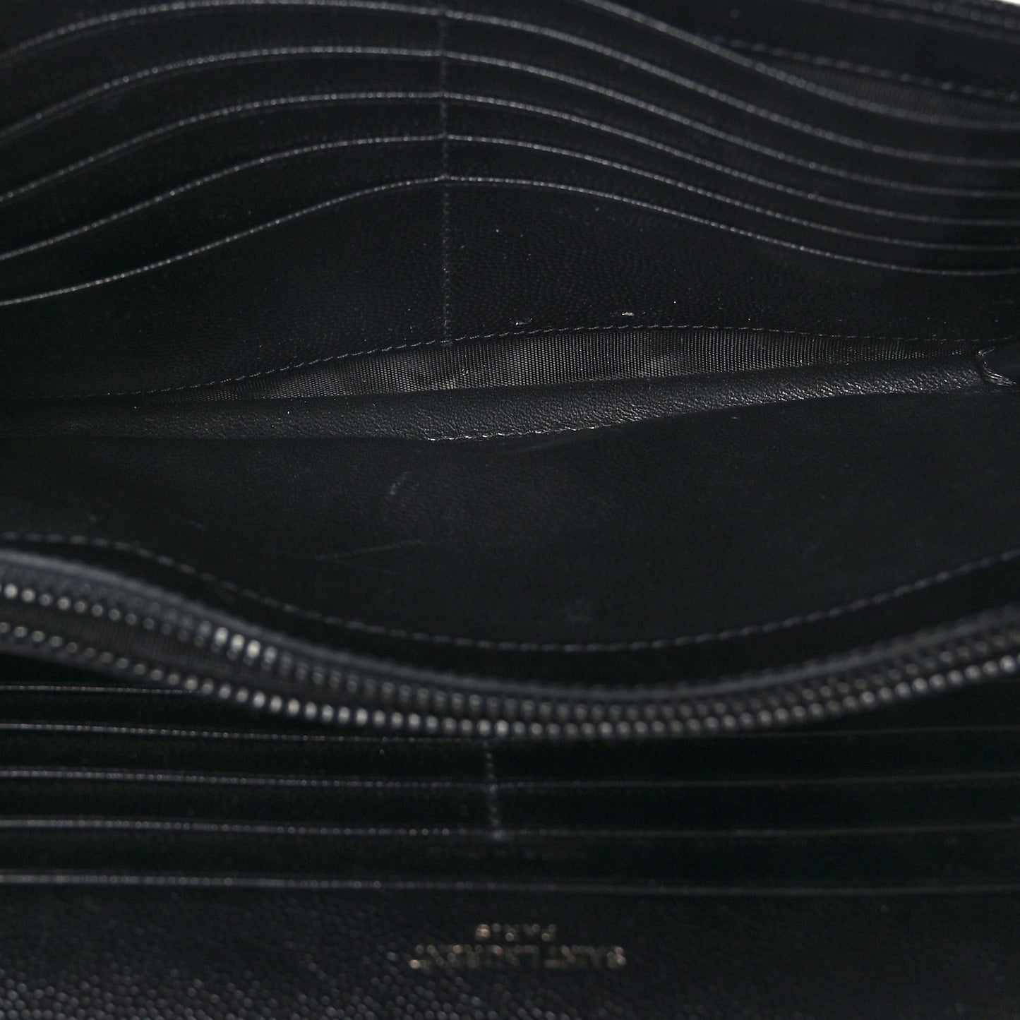 Grain De Poudre Matelasse Chevron Monogram Monochrome Chain Wallet Black