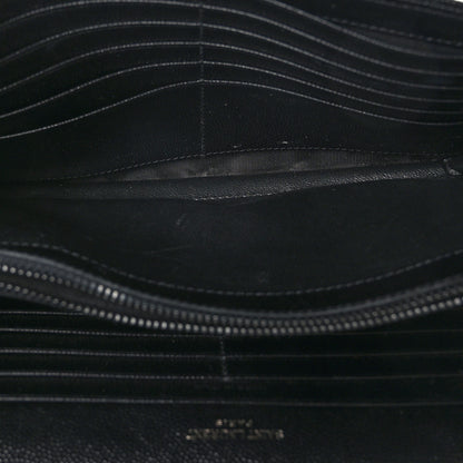 Saint Laurent Grain De Poudre Matelasse Chevron Monogram Monochrome Chain Wallet Black 6 of 9