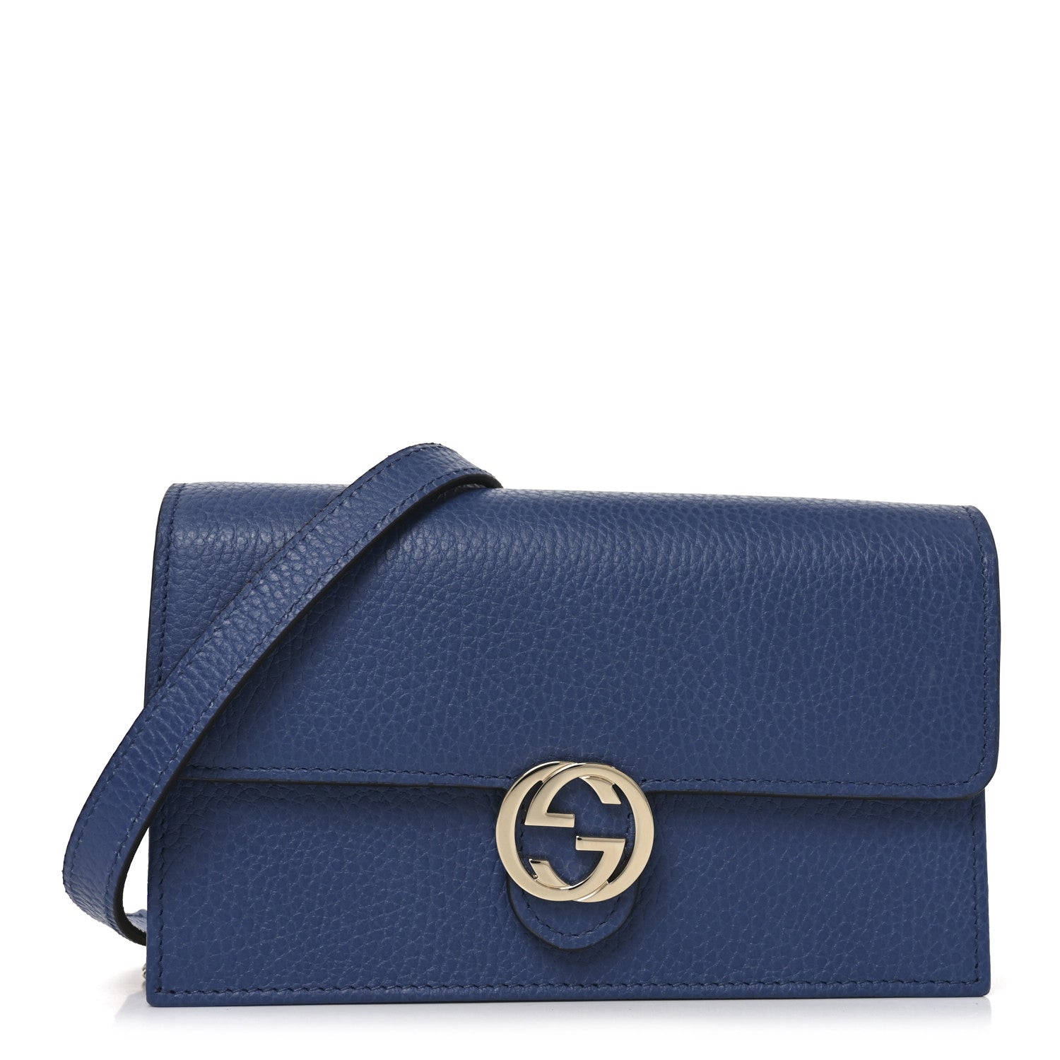 Gucci Dollar Calfskin Interlocking G Chain Wallet Caspian 1 of 11