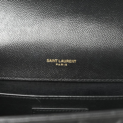 Saint Laurent Grain De Poudre Textured Mixed Matelasse Triquilt Medium Monogram Satchel Black 6 of 10