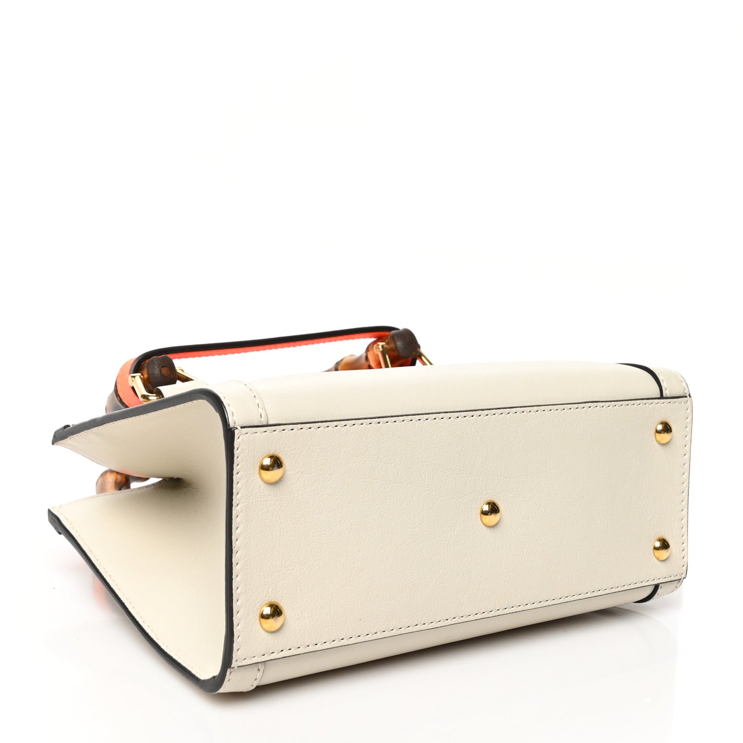 Wonka Grain Calfskin Mini Diana Tote Bag Mystic White Orange Fluo