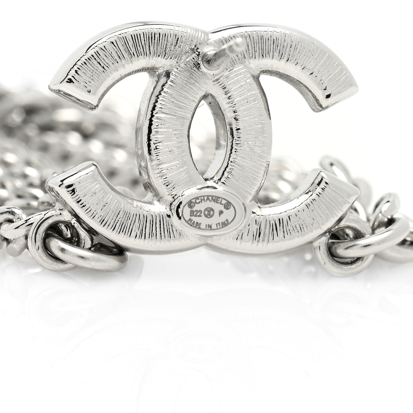 Crystal Baguette CC Chain Drop Earrings Silver