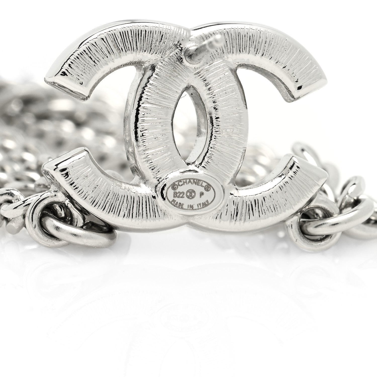 Chanel Crystal Baguette CC Chain Drop Earrings Silver 4 of 4