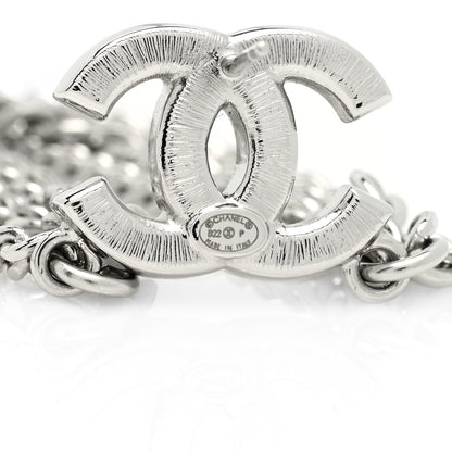 Chanel Crystal Baguette CC Chain Drop Earrings Silver 4 of 4