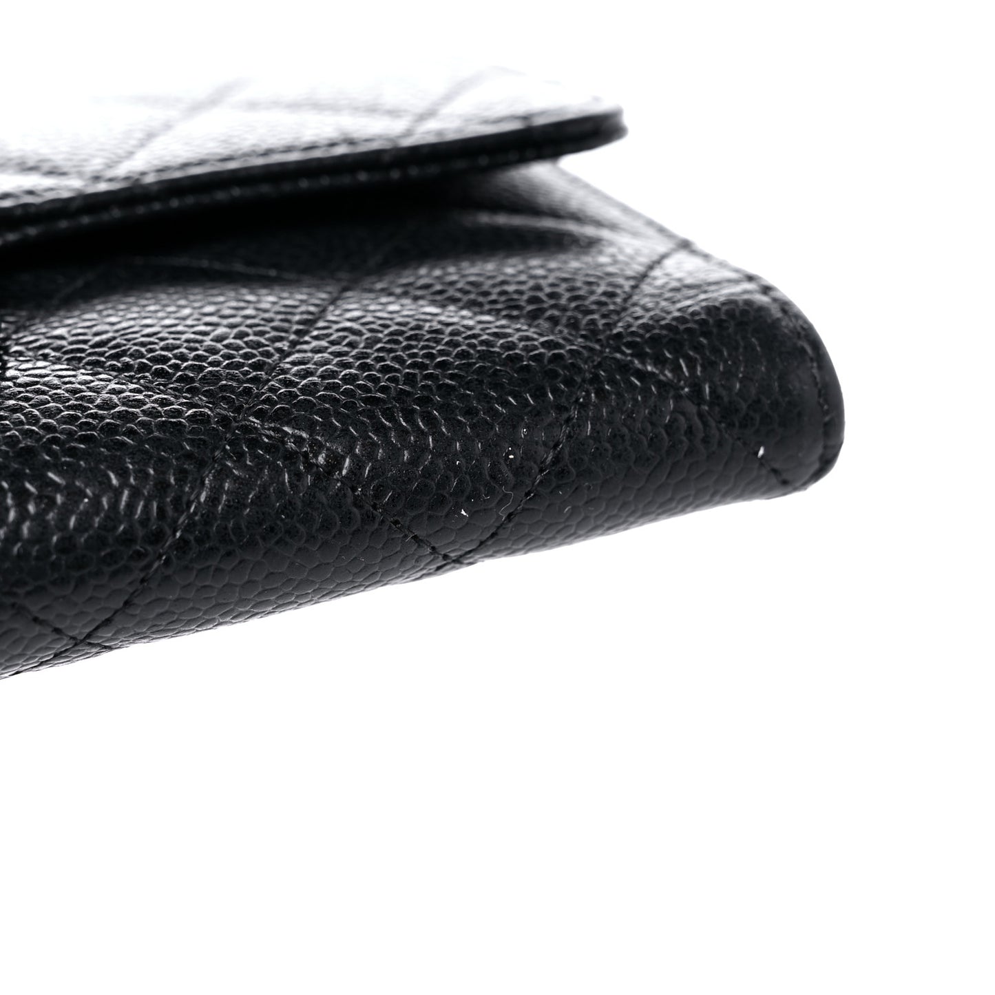 Caviar Quilted Large Flap Wallet Black