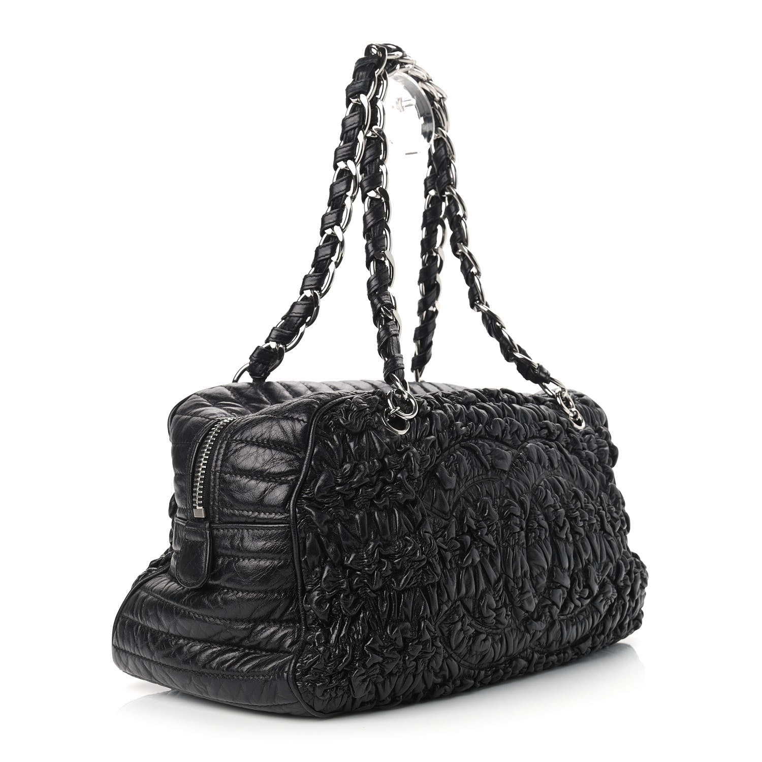 Chanel Lambskin Astrakhan Bowler Black 3 of 12
