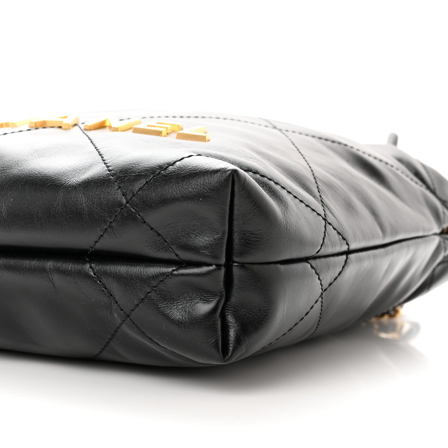 Shiny Calfskin Quilted Mini Chanel 22 Black