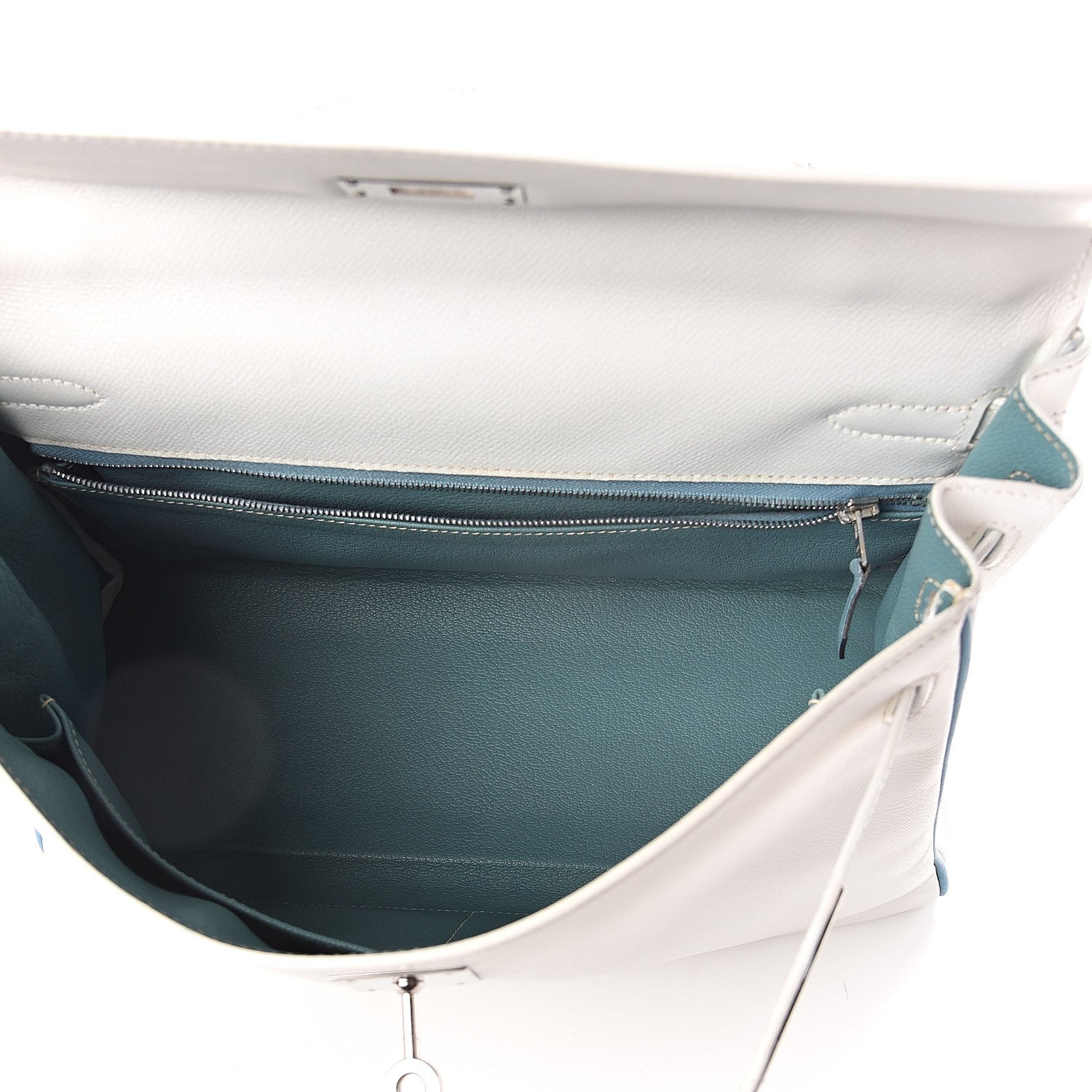 Hermes Epsom Kelly Retourne 32 White Blue Jean 4 of 10