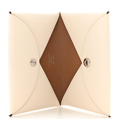 Hermes Chevre Mysore Verso Calvi Card Case Nata Biscuit 5 of 7