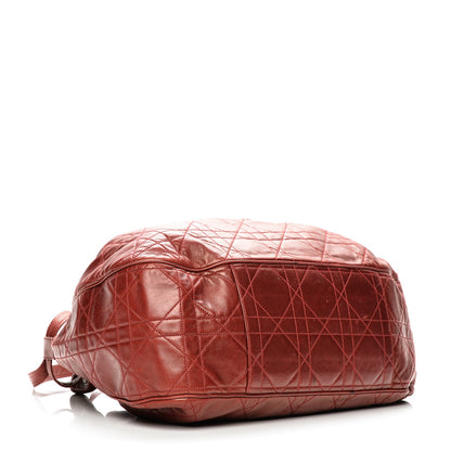 Christian Dior Lambskin Cannage Drawstring Bag Red 4 of 8