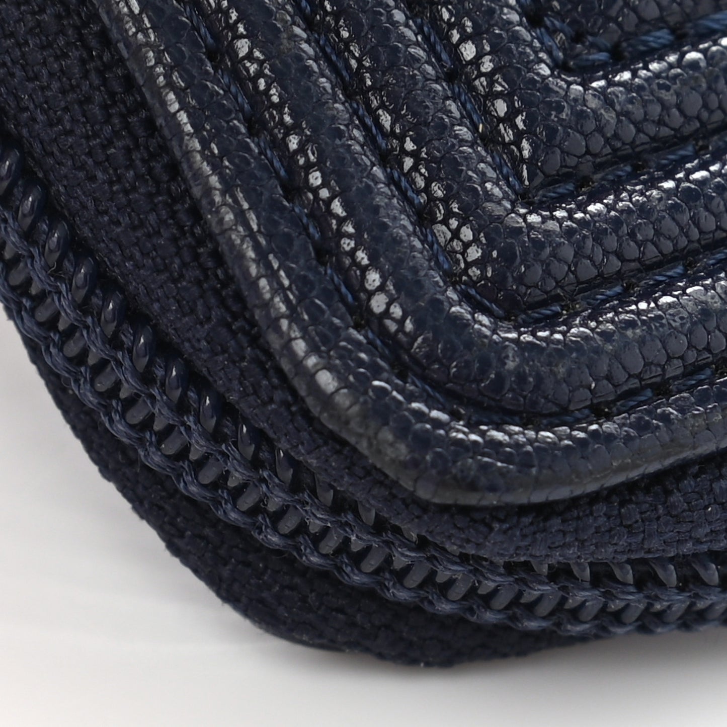 Caviar Chevron Quilted Boy Zip Around Coin Purse Wallet Navy Blue