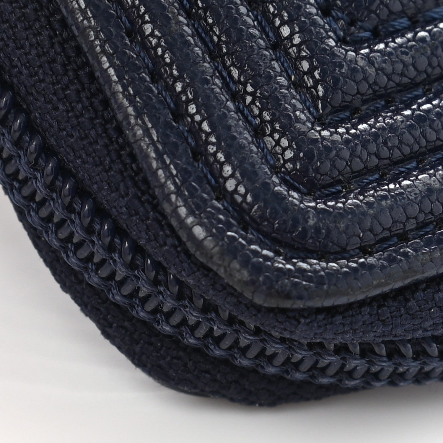 Chanel Caviar Chevron Quilted Boy Zip Around Coin Purse Wallet Navy Blue 13 of 13