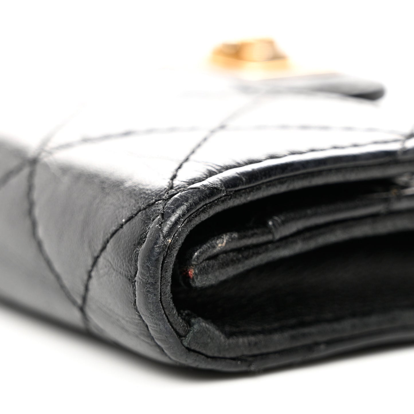 Aged Calfskin Quilted Reissue Flap Card Holder Black