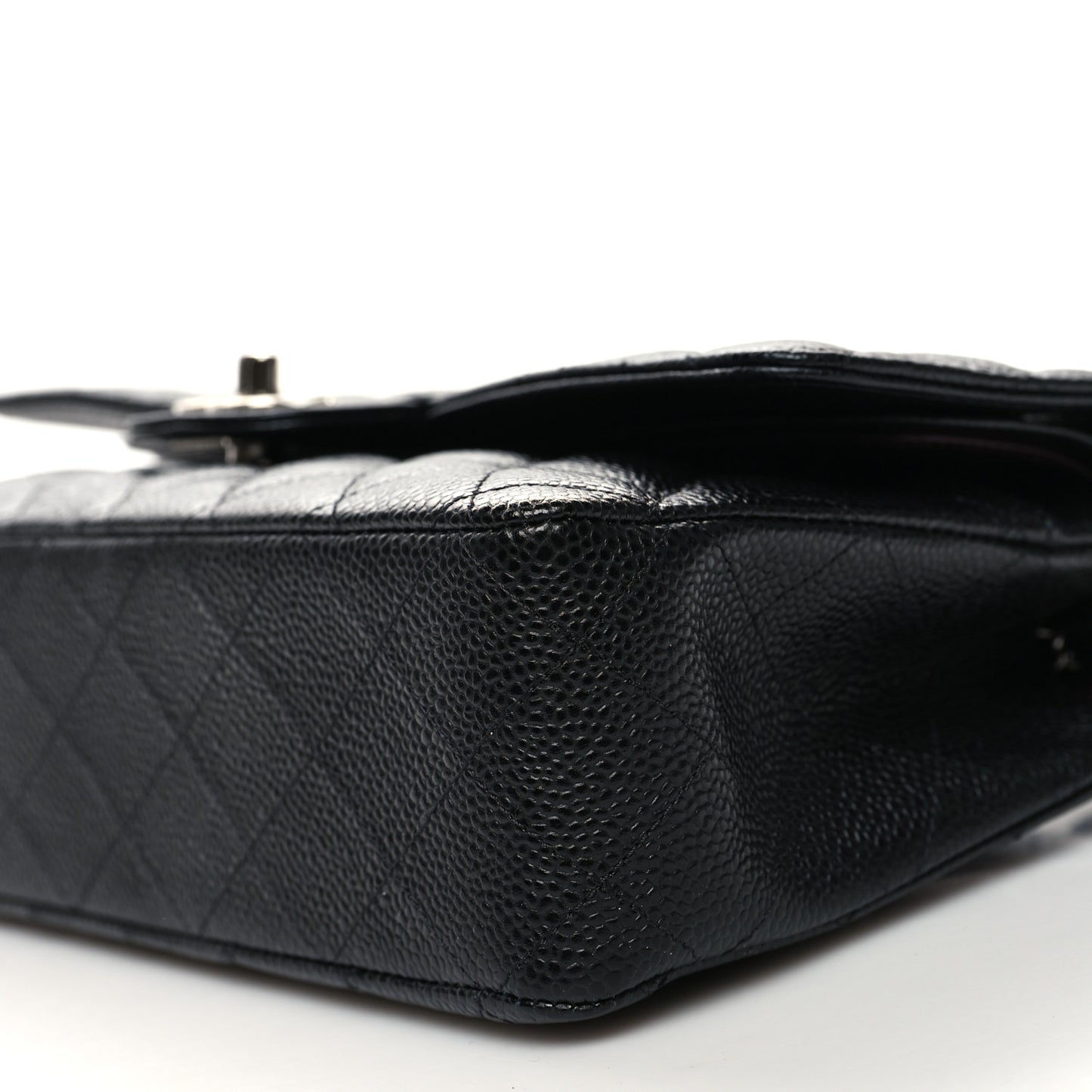 Caviar Quilted Medium Double Flap Black