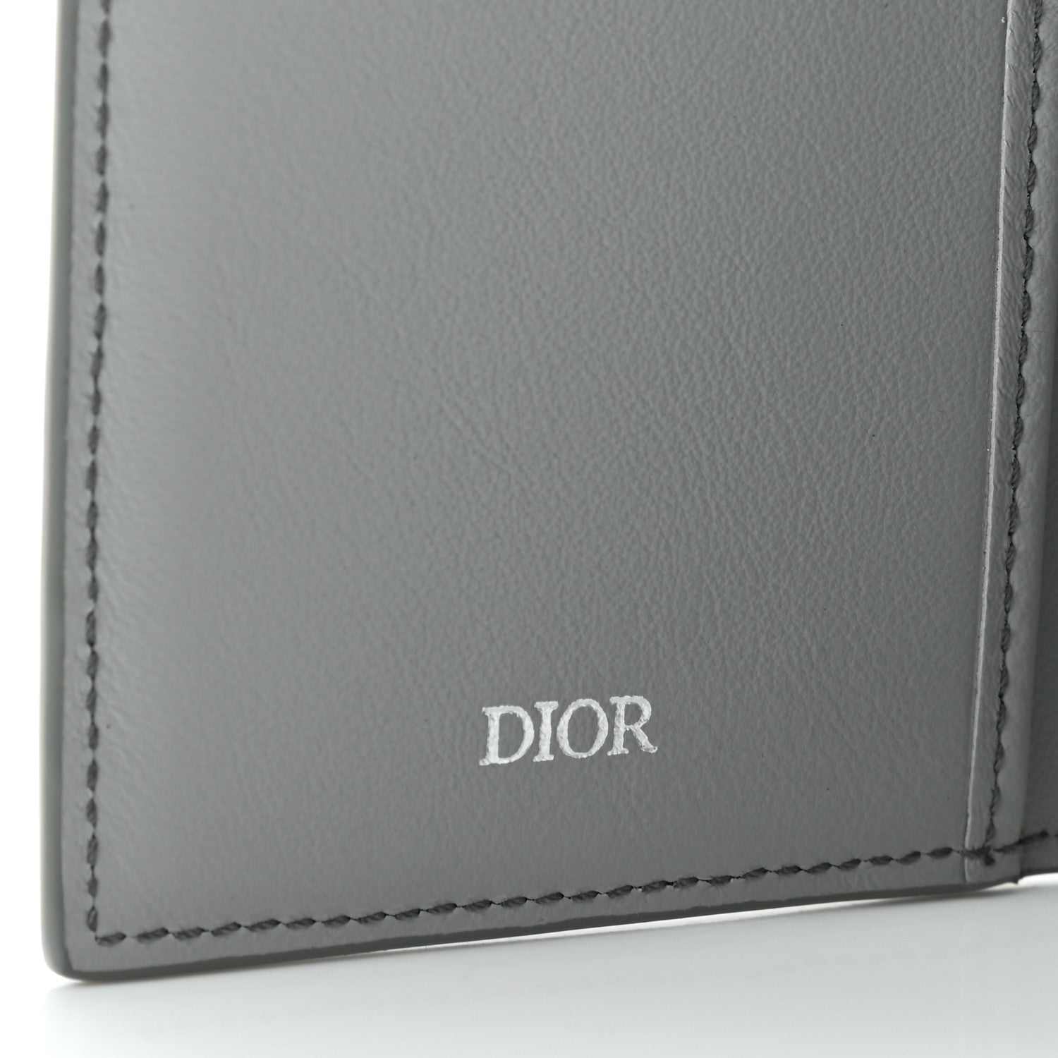 Christian Dior Calfskin Perforated Oblique Bi-Fold Card Holder Grey 6 of 10