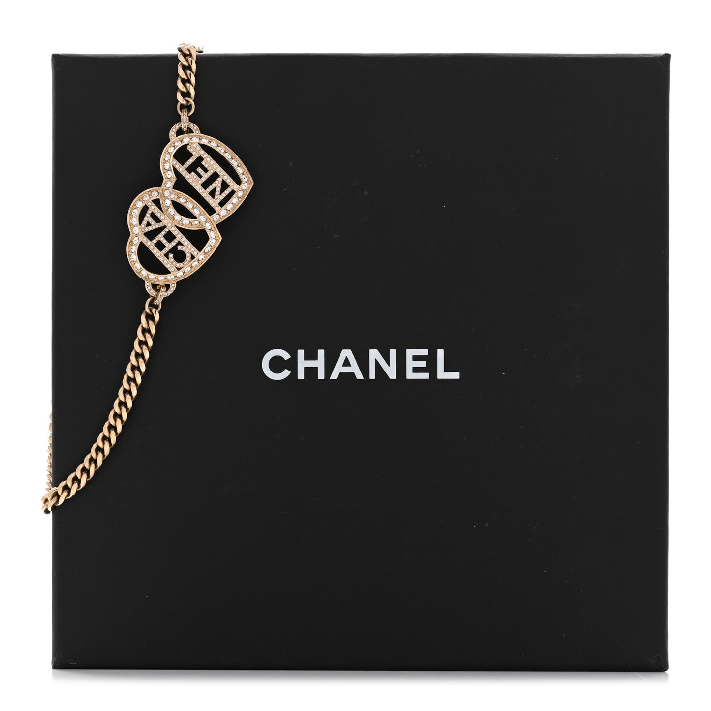 Crystal Logo Heart Choker Gold
