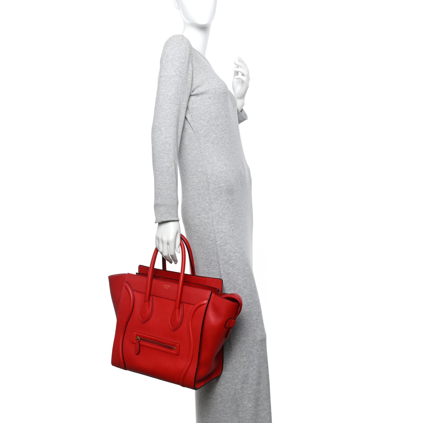 Drummed Calfskin Mini Luggage Coquelicot