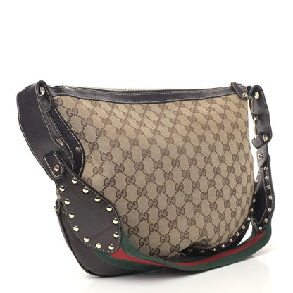 Gucci Monogram Web Studded Pelham Shoulder Bag Dark Brown 2 of 6