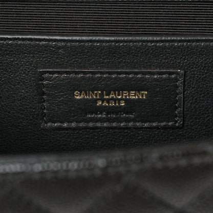 Saint Laurent Grain De Poudre Textured Mixed Matelasse Triquilt Medium Monogram Satchel Black 7 of 11
