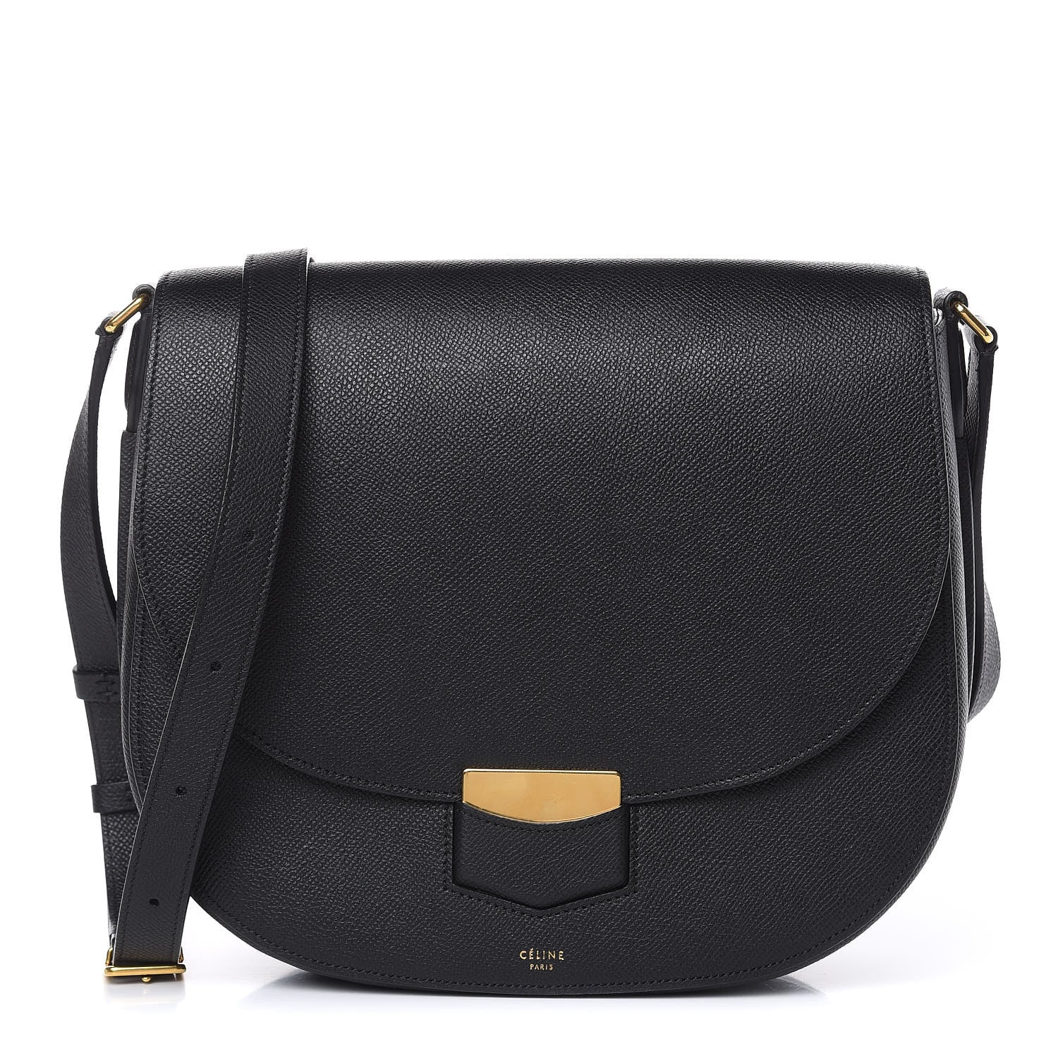 Celine Grained Calfskin Medium Trotteur Black 1 of 9