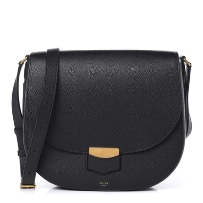 Celine Grained Calfskin Medium Trotteur Black 1 of 9