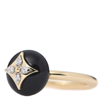 Louis Vuitton 18K Yellow Gold Diamond Black Onyx Idylle Blossom Ring 54 7 3 of 7