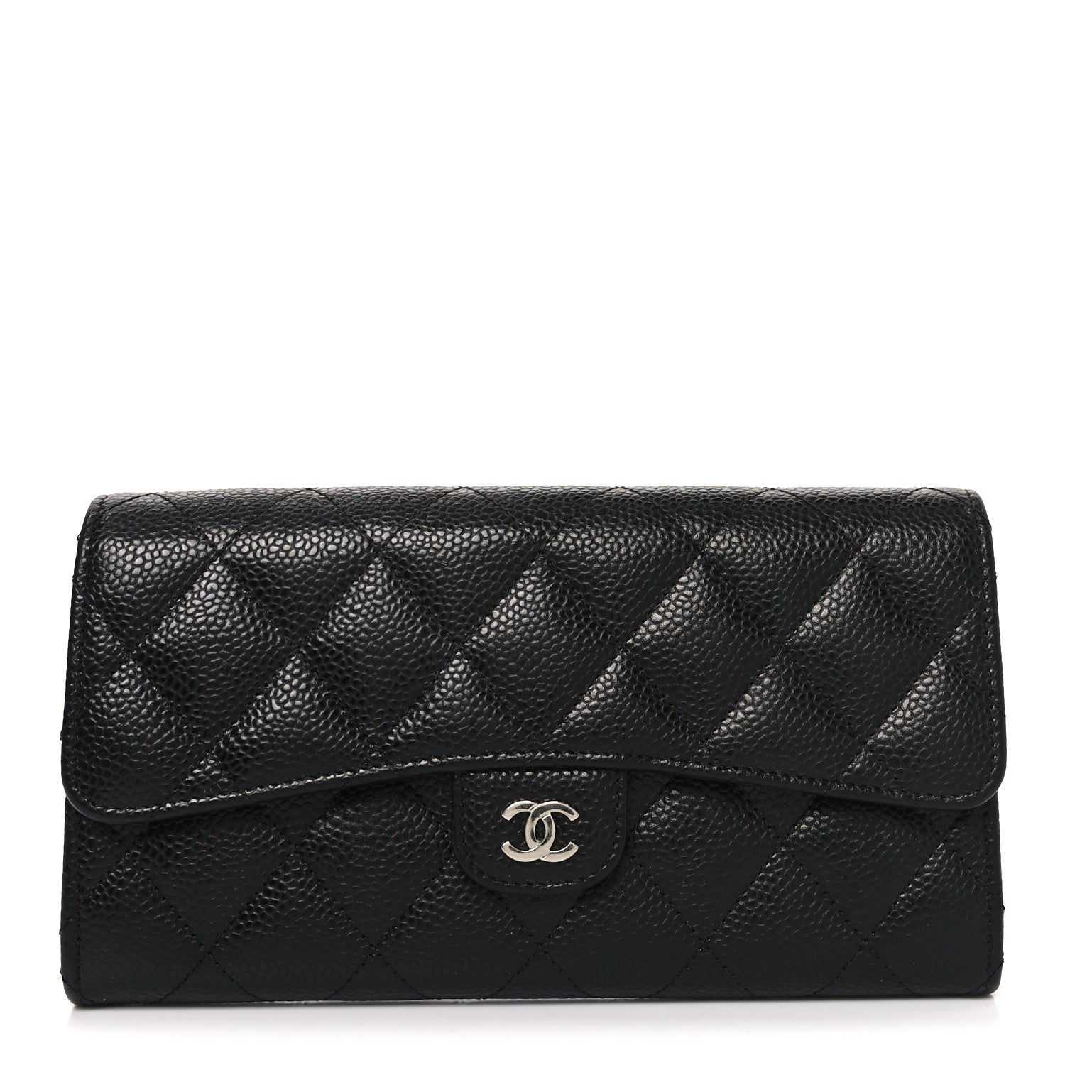 Chanel Caviar Quilted Large Gusset Flap Wallet Black 1 of 9
