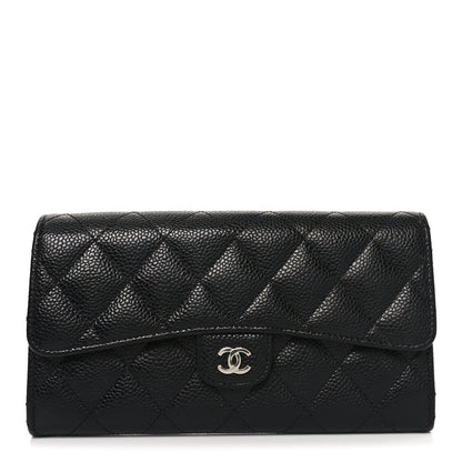 Chanel Caviar Quilted Large Gusset Flap Wallet Black 1 of 9