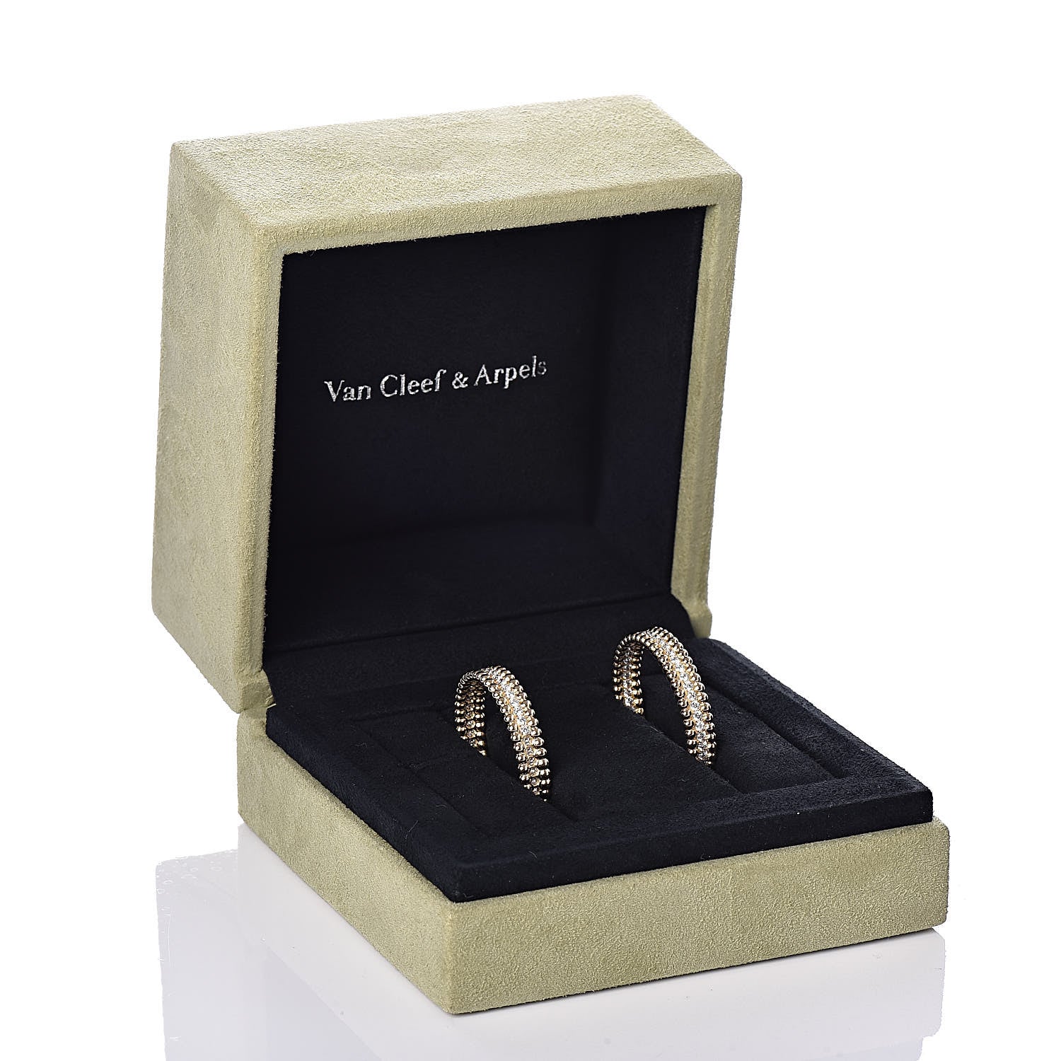 Van Cleef & Arpels 18K Yellow Gold Diamond Perlee Hoop Earrings 5 of 5