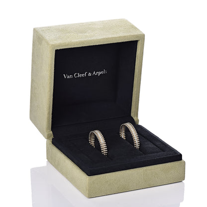 Van Cleef & Arpels 18K Yellow Gold Diamond Perlee Hoop Earrings 5 of 5