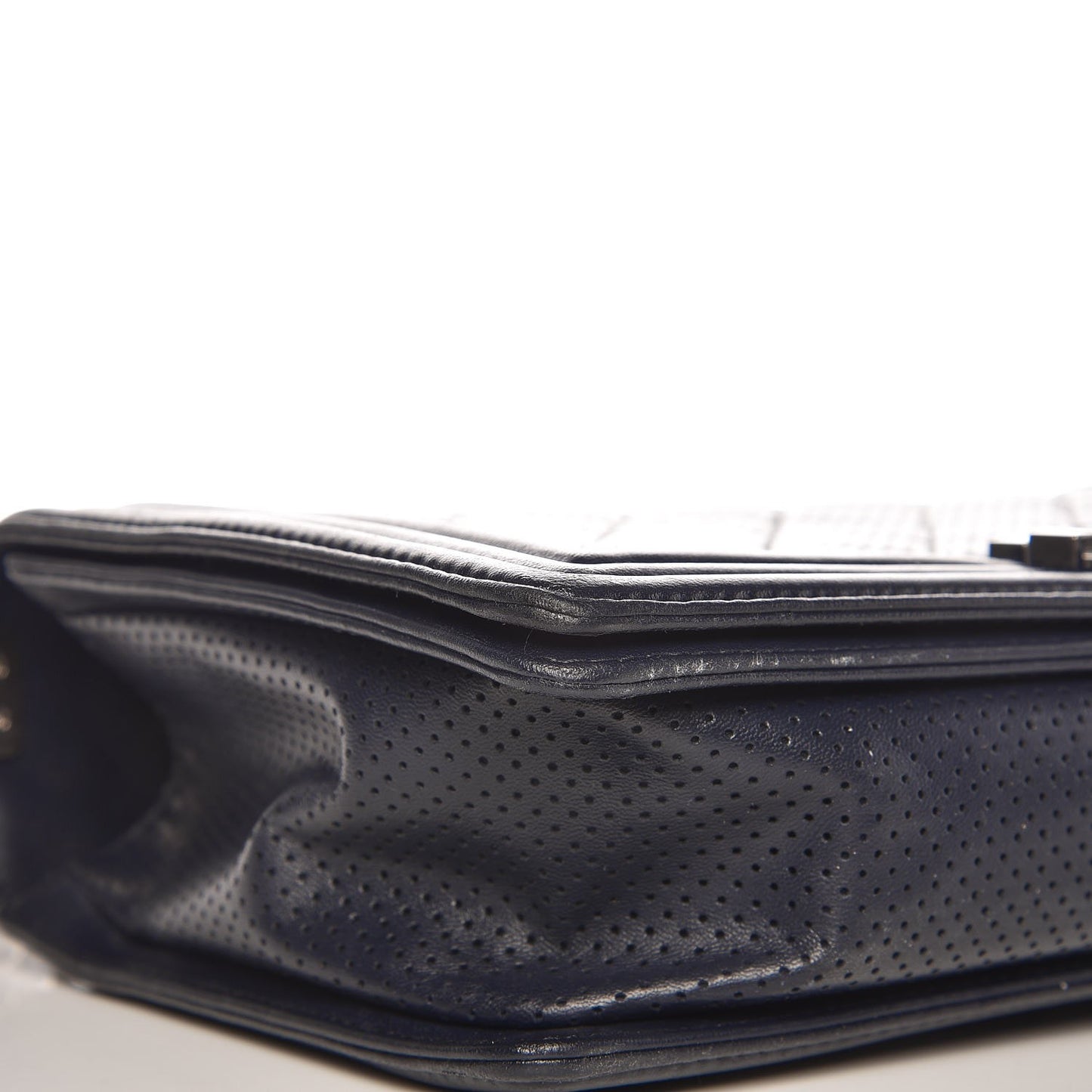 Perforated Lambskin Quilted New Medium Boy Flap Navy
