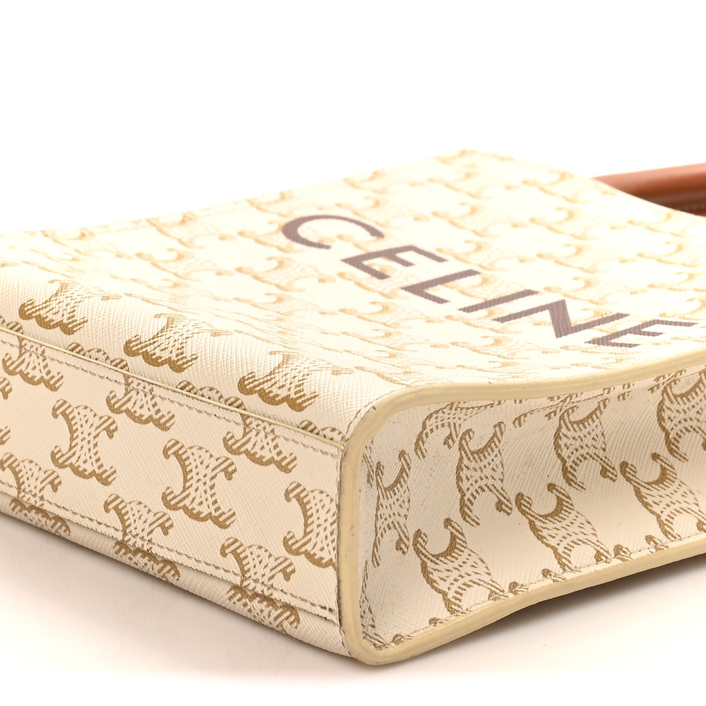 Triomphe Canvas Calfskin Mini Vertical Cabas White