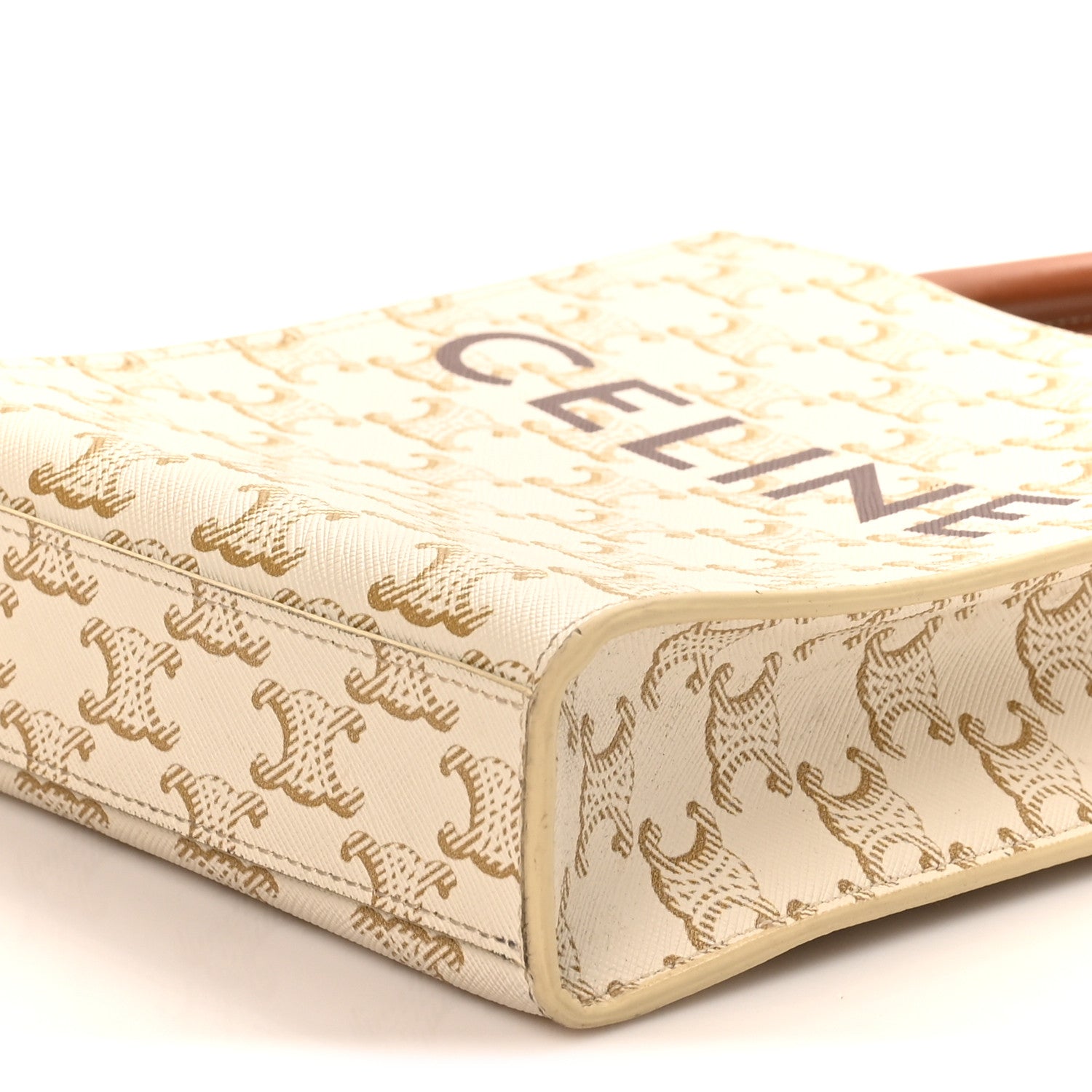 Celine Triomphe Canvas Calfskin Mini Vertical Cabas White 9 of 9