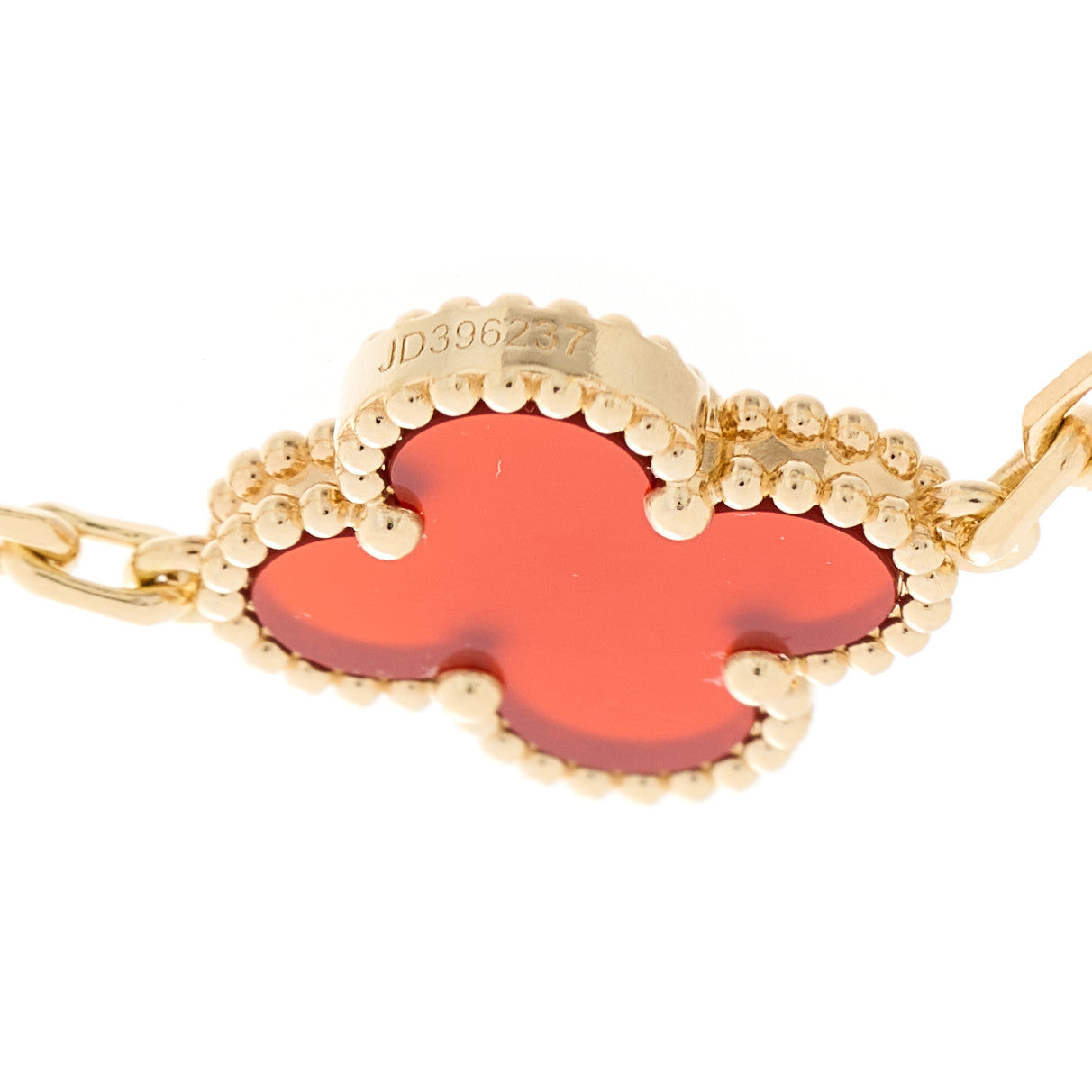 18K Yellow Gold Carnelian 5 Motifs Vintage Alhambra Bracelet