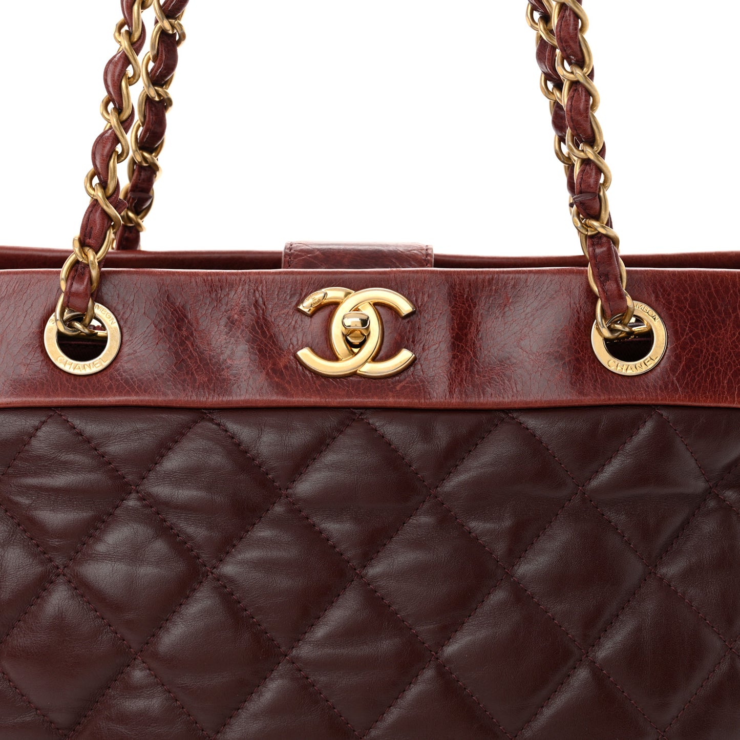 Calfskin Quilted Medium Soft Elegance Tote Burgundy