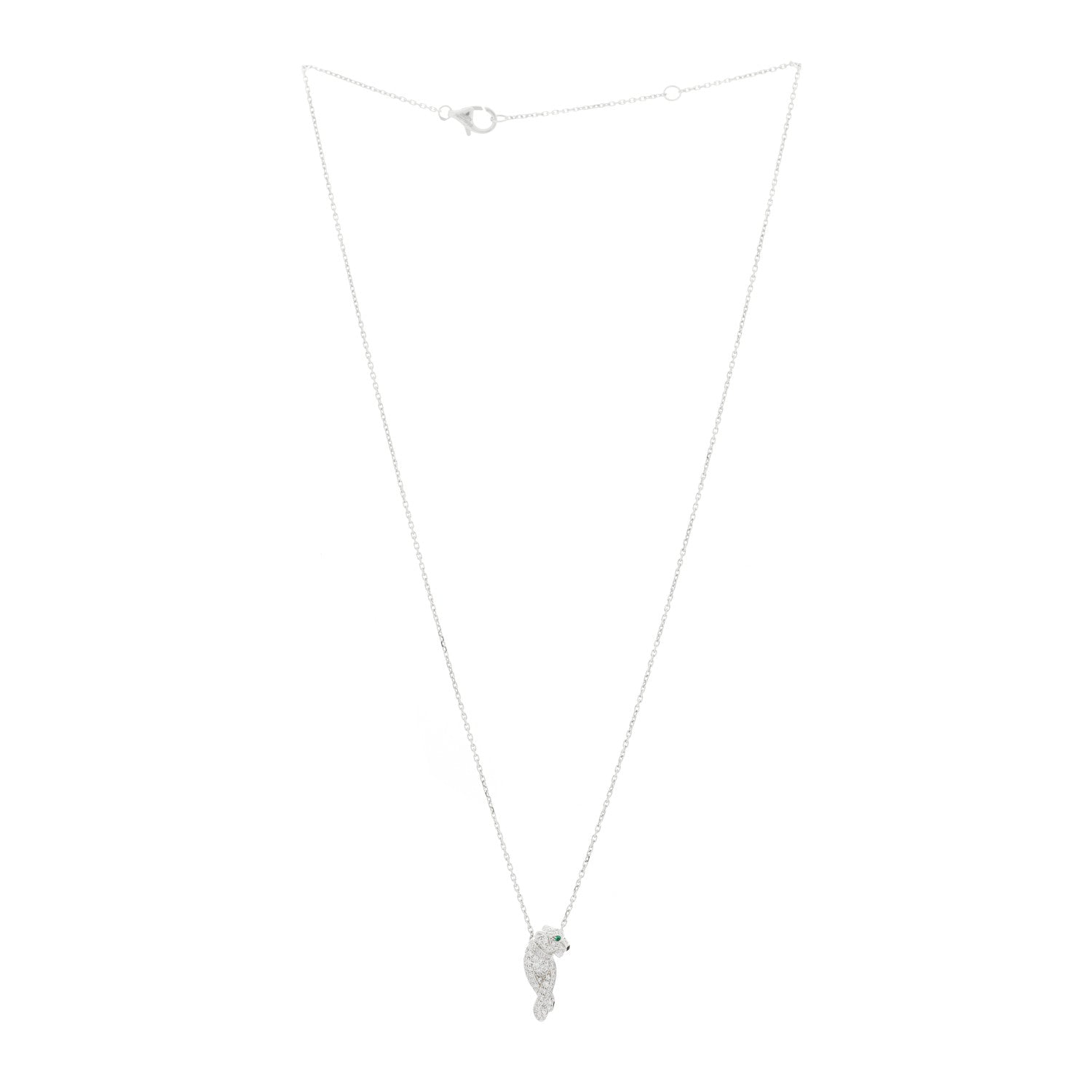 Cartier 18K White Gold Diamond Tsavorite Black Onyx Panthere De Cartier Pendant Necklace 3 of 6