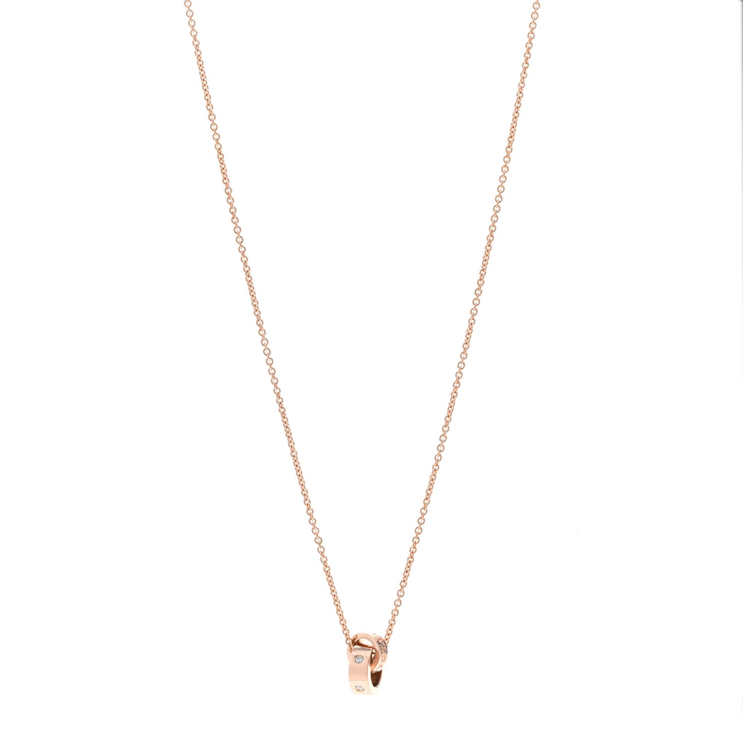 18K Rose Gold Diamond BVLGARI BVLGARI Link Pendant Necklace