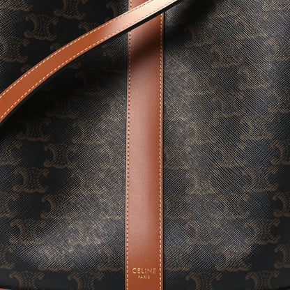 Celine Triomphe Canvas Calfskin Medium Bucket Bag Tan 8 of 11