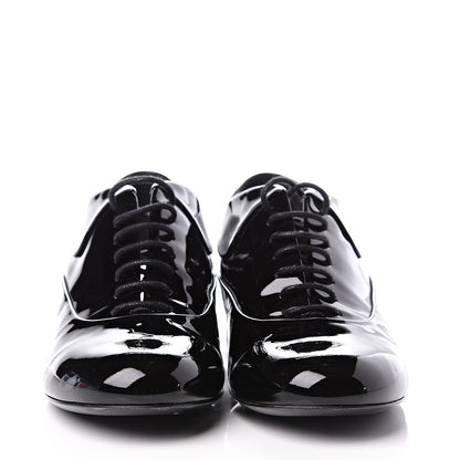 Chanel Patent Pearl CC Lace Up Oxfords 39 Black 3 of 11