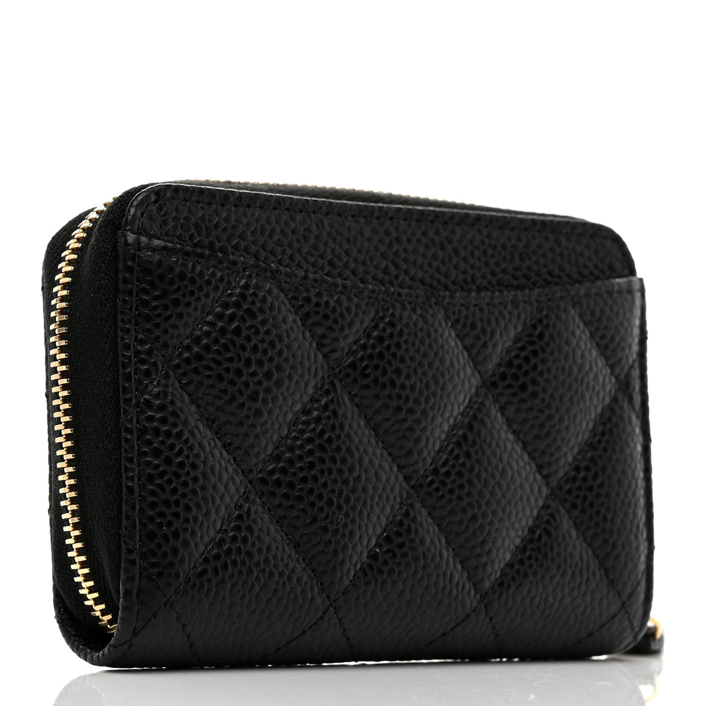 Caviar Quilted Zip Coin Purse Black