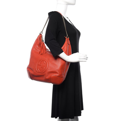 Gucci Pebbled Calfskin Medium Soho Chain Hobo Sun Orange 2 of 9
