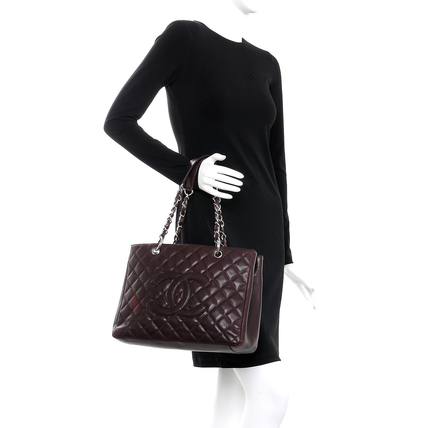 Chanel Caviar Quilted Grand Shopping Tote GST Dark Burgundy 2 of 21