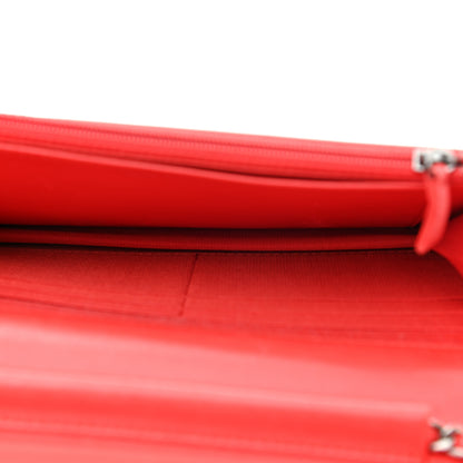 Chanel Lambskin Quilted Boy Wallet On Chain WOC Red 5 of 14